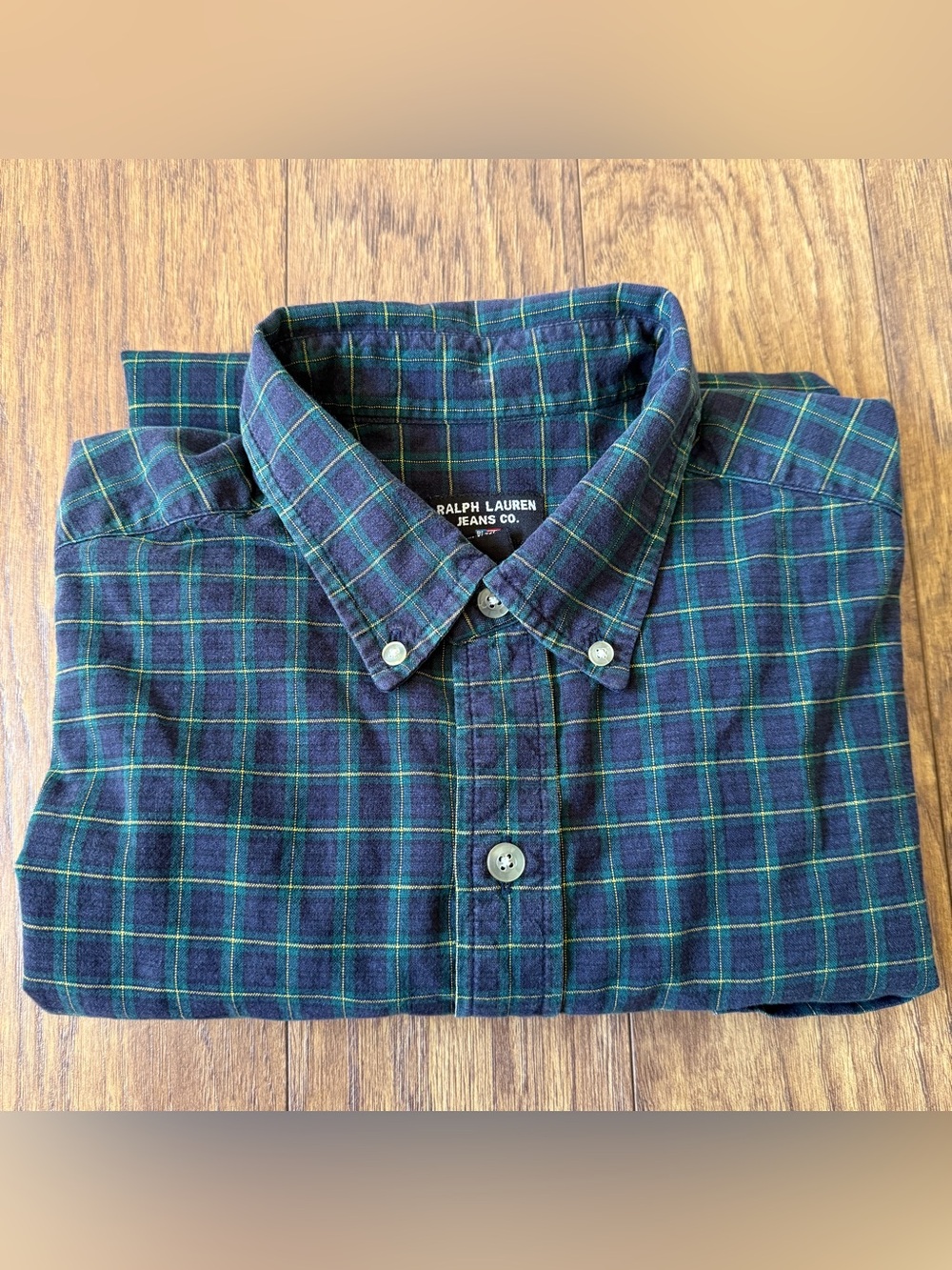 Men's Green & Navy Plaid Button-Down Shirt